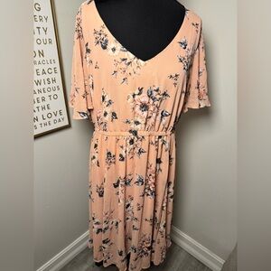 torrid Peach Floral V-Neck Maxi Dress Cottage core